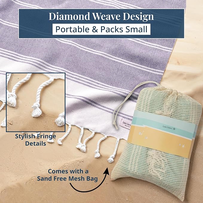 LANE LINEN Beach Blanket Sand Free Quick Dry & Soft Beach Towel - Day Break