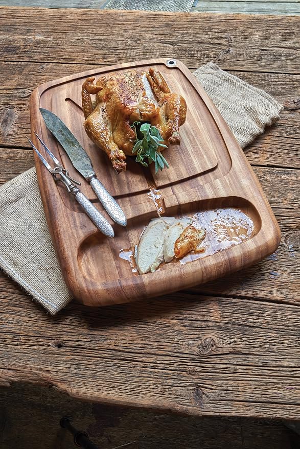 Ironwood Gourmet Kansas City Large Carving Board with Juice Channels, 22 x 15 x 2.5 inches, Acacia Wood