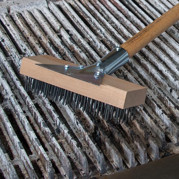 Carlisle FoodService Products Wood Oven Grill Brush & Scraper with Handle, 30 Inches, Natural