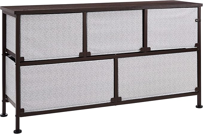 Amazon Basics Extra Wide Fabric 5-Drawer Storage Organizer Unit for Bedroom Closet, Bronze