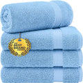 Cotton Paradise 100% Cotton Turkish Towel Set, Soft Absorbent Quick Dry, 4 Piece Bath Towel Set, Sky Blue