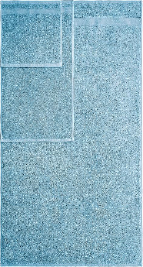 American Veteran Towel, 6 Piece Towel Set for Bathroom, 100% Cotton Turkish Bathroom Towels, 2 Bath Towels 2 Hand Towels 2 Washcloths, Sky Blue