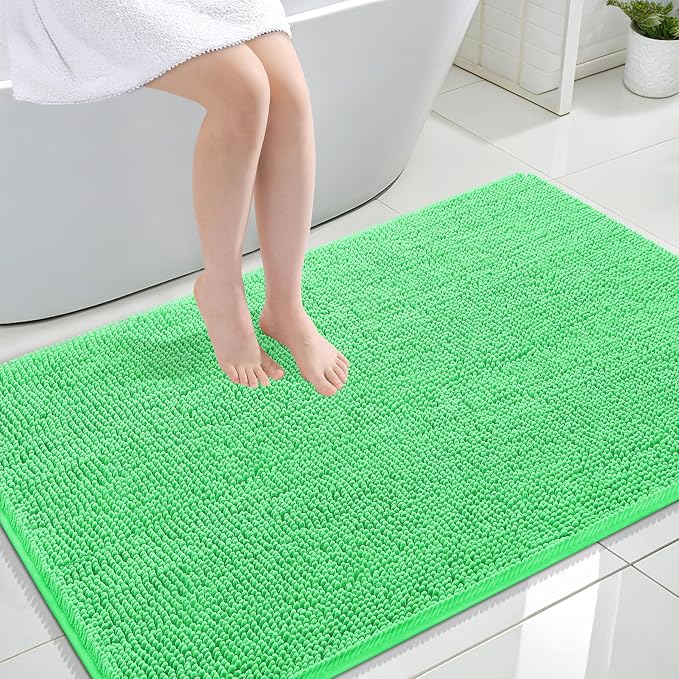 OLANLY Large Bathroom Rugs 44x32, Extra Soft Absorbent Chenille Bath Rugs, Rubber Backing Quick Dry, Machine Washable Bath Mats for Bathroom Floor, Tub and Shower, Home Decor Accessories, Mint Green