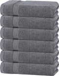 White Classic Wealuxe Grey Towels for Bathroom 6 Pack, Cotton Bath Towel Set for Hotel, Gym, Spa, Soft Extra Absorbent Quick Dry 22x44 Inch