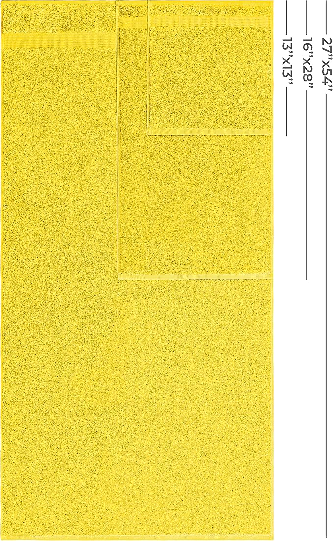 American Veteran Towel, 100% Cotton Turkish 6 Piece Towel Set, Luxury Towels Set of 6 for Bathroom Essentials, 2 Bath Towels 2 Hand Towels 2 Washcloths, Yellow