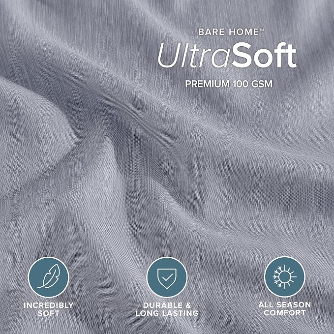 Bare Home Bedding Duvet Cover Full Size - Premium 1800 Super Soft Collection - Lightweight, Duvet Cover - Soft Textured Bedding (Full, Heathered Midnight Blue)