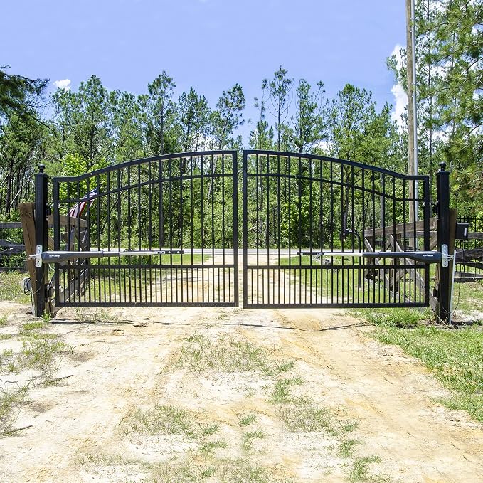 Mighty Mule Gate Opener, Solar and Smart Ready, Heavy Duty Automatic Gate Opener, Gates up to 18ft or 850lb Per Gate Leaf, Dual Gate Opener - Estate, MM572W-EST