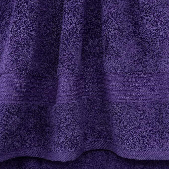Cotton Paradise 100% Cotton Turkish Towel Set, Soft Absorbent Quick Dry, 4 Piece Washcloth Set, Violet Purple