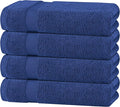 White Classic Navy Blue Bath Towels 27x54 Inch, Cotton Towel Set for Bathroom, Hotel, Gym, Spa, Soft Extra Absorbent Quick Dry 4 Pack