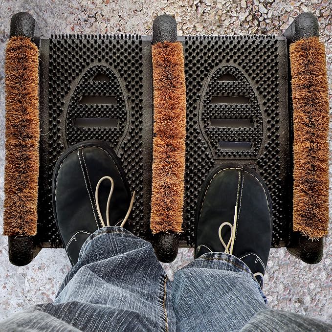 NINAMAR Mud Scrubber Rubber Brush Mat - Scrub & Scrape Muddy Shoes - 2 Pack