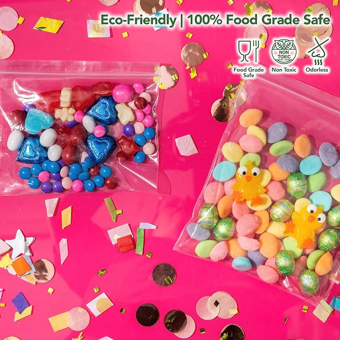 Seal Fresh Zip Bags – 7x5 Inches (1000 Count), 2 Mil – Clear Plastic Reclosable LDPE Poly Sandwich Baggies with Resealable Lock Seal Zipper – For Snacks, Cookies, Candies, Treats, Pastries, Party