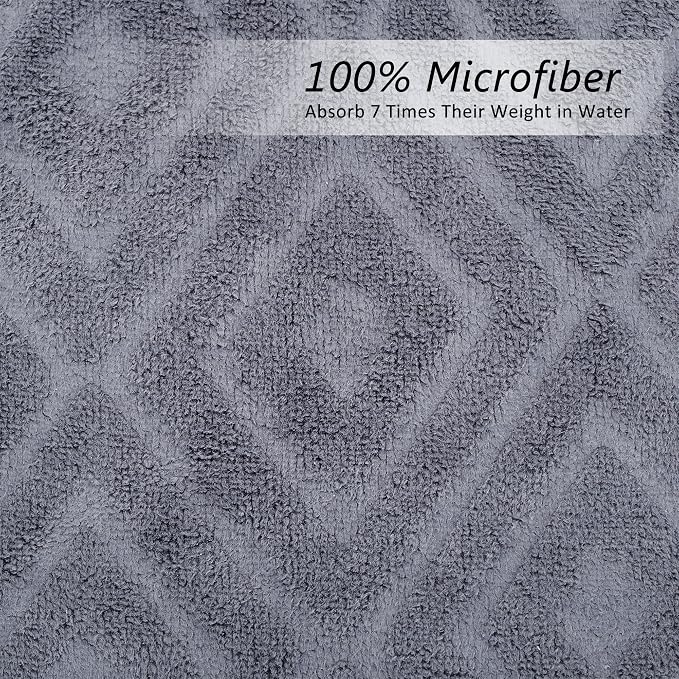 JML Microfiber Bath Towels Set of 2, Grey Diamond, 30" x 60" | Oversized, Soft, Super Absorbent,Fast Drying, Perfect for Shower, Sauna,Gym, Fitness, Yoga