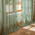 Sutuo Home Sage Green Boho Sheer Curtains 2 Panels for Bedroom Living Room | Vintage Lace Curtains Drape Bohemian French Country Privacy Crochet Light Filtering Tassels Christmas Rod Pocket, 50" x 90"