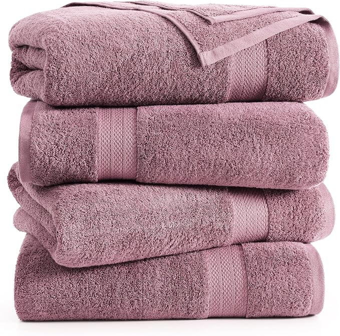 LANE LINEN Large Bath Sheets Oversized Soft Absorbent - Wishful Mauve | Bathroom Towels Large - Lightweight & Breathable, Fade-Resistant Color, Classic Terry Weave, Densely Woven
