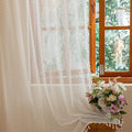 Sutuo Home White Boho Lace Curtains 2 Panels for Kitchen Living Room, Sheer Curtains Crochet Vintage Country Tassels Bohemian Ivory Privacy Window Treatments Rustic Geometry Rod Pocket, 50" x 63"