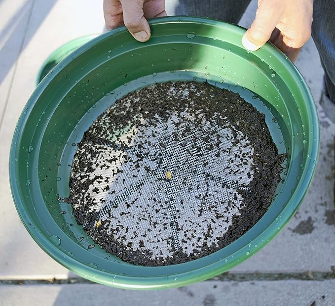 SE Gold Prospecting-Sifting-Panning, 13.25 Inch Wide Stackable Classifier Gold Prospecting Pan, 1/12 Inch Stainless Steel Mesh Sifting Pan, Green
