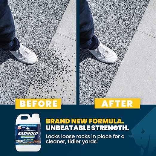 Vuba Easihold Rock & Mulch Glue for Landscaping - Gravel Glue Binder Non-Toxic Mulch and Bark Adhesive, Pet Safe, 107 sqft Coverage, Lockdown Clear Gravel/Pebbles/Stones Stabilizer (1 Gallon)