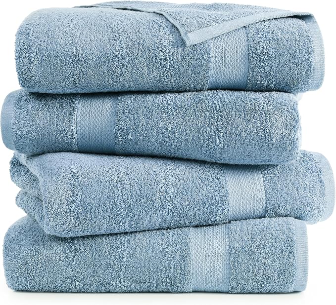 LANE LINEN Towel Set Soft Absorbent Quick Dry 100% Cotton 4 Piece - Allure | Cotton Bath Towels - Lightweight & Breathable, Fade-Resistant Color, Classic Terry Weave, Densely Woven, Coordinated Colors