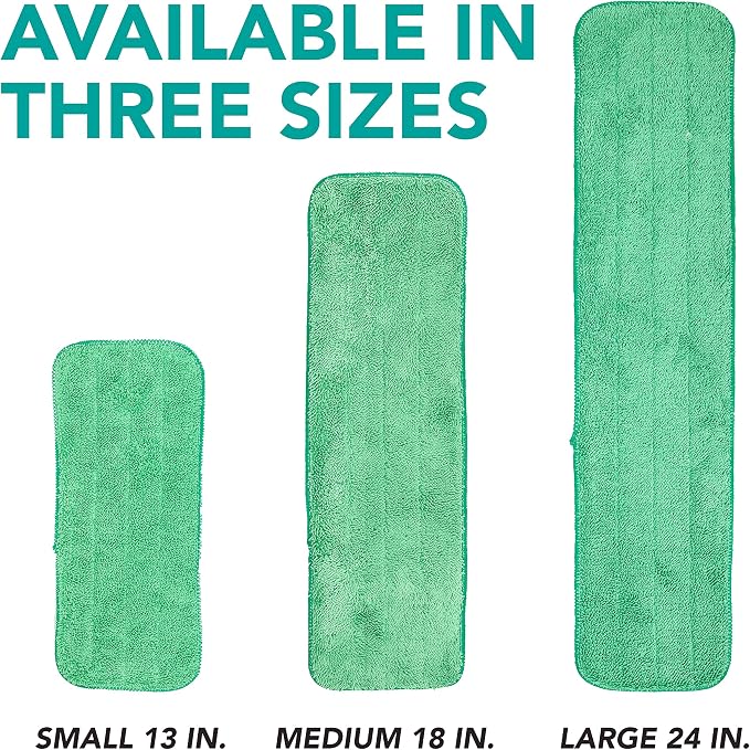 Arkwright Spray Mop Replacement Pads - (Case of 120) Bulk Microfiber Flat Dry and Wet Refill Mop Pads Floor Cleaning, Compatible with Bona and Rubbermaid, Fits All Mop Heads, 24 in, Green