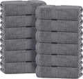 White Classic Wealuxe Grey Hand Towels for Bathroom 12 Pack, Cotton Hand Towel Bulk for Gym, Spa and Salon, Soft Extra Absorbent Quick Dry 16x27 Inch