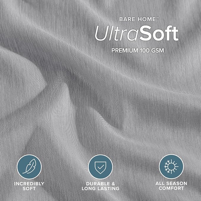 Bare Home Bedding Duvet Cover Twin/Twin Extra Long Size - Premium 1800 Super Soft Collection - Lightweight, Soft Textured Duvet Cover (Twin/Twin XL, Heathered Charcoal)