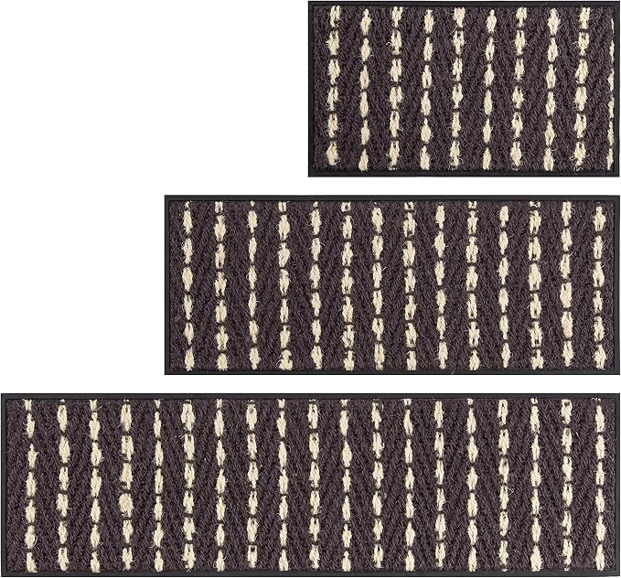 Anji Mountain AMB0BT2F-008 Black Rubber Boot/Shoe Tray with Coir, Fits 2 Pair (24.5" Wide), Gray & Ivory Insert