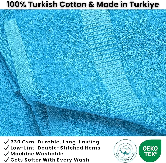 SALBAKOS 2-Piece 100% Turkish Cotton Bath Towels, X-Large 35x70, Aqua Blue | Oversized Bath Sheet Towel for Bathroom & Beach, Thick, Super Soft, Highly Absorbent, Premium Hotel Quality, Made in Turkey