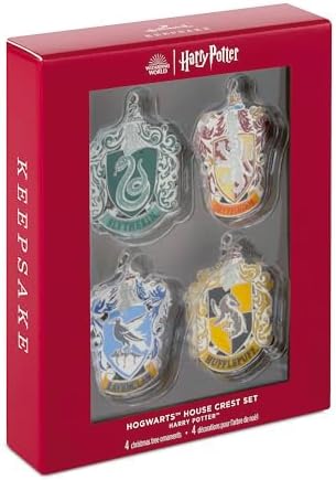 Hallmark Keepsake Christmas Ornaments, Harry Potter Hogwarts House Crest, Metal, Set of 4, Gifts for Harry Potter Fans