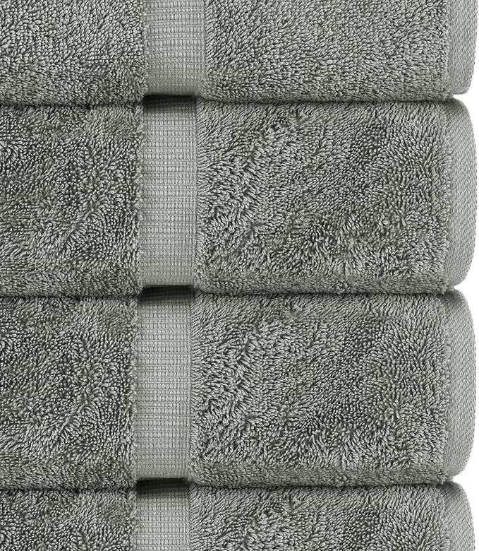 Chakir Turkish Linens 6 Piece Towels Set, 100% Cotton Luxury Turkish Towels for Bathroom, Soft Absorbent Bath Towel Set with 2 Bath Towels 2 Hand Towels 2 Washcloths, Gray