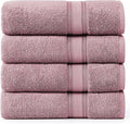 LANE LINEN 100% Cotton Large Bath Towels Set of 4 (30"x60") - Zero Twist, Mercerized Cotton Bathroom Towel 4 Pack - Quick Dry, Soft & Absorbent Large Towels Set - Oeko Tex Certified - Wishful Mauve