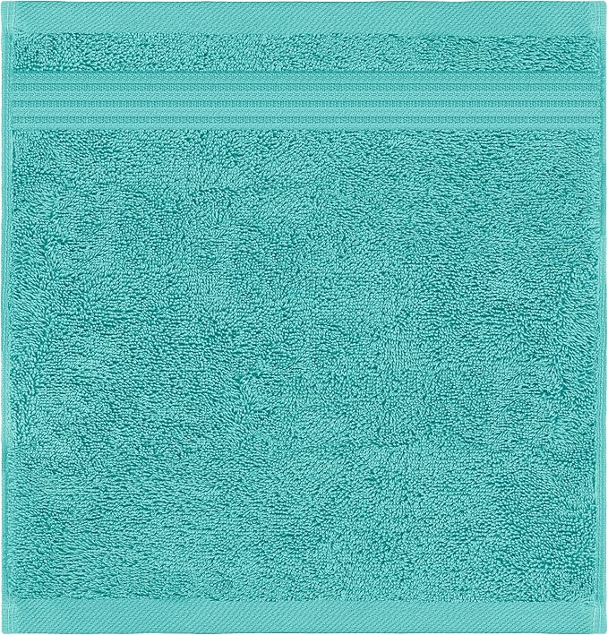 American Veteran Towel, 100% Cotton Turkish Washcloths for Bathroom Essentials 4 Pack, Soft Absorbent Wash Cloths Quick Drying Small Towels Washrags, Turquoise Blue