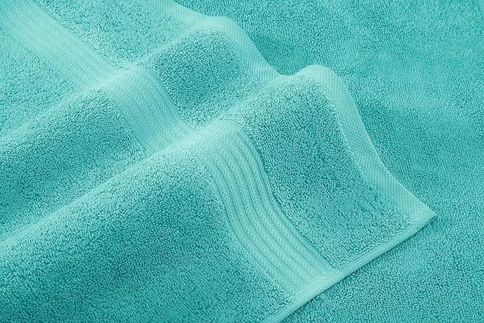 American Veteran Towel, 6 Piece Towel Set for Bathroom, 100% Cotton Turkish Bathroom Towels, 2 Bath Towels 2 Hand Towels 2 Washcloths, Turquoise Blue