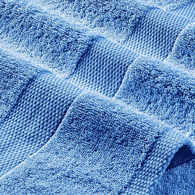 White Classic Wealuxe Light Blue Bath Towels 24x50 Inch, Cotton Towel Set for Bathroom, Hotel, Gym, Spa, Soft Extra Absorbent Quick Dry 6 Pack