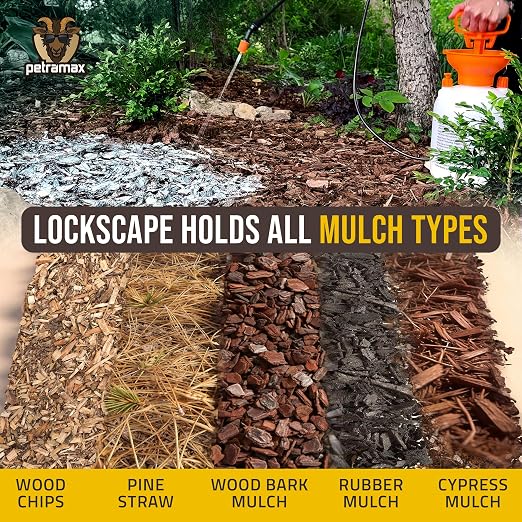 PetraMax Lockscape Mulch Glue for Landscaping Rocks Max Concentrate, Weed Barrier - Non-Toxic Pea Gravel Binder, Mulch & Rock Glue for Landscaping, Landscape Rock & Gravel Stabilizer - (1 Gal)