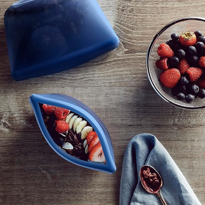Stasher Premium Reusable Silicone Food Storage Bowl, Deep Ocean, 2-Cup | Food-Safe Silicone, Freezer, Sous Vide, Microwave, Dishwasher, Oven Safe, Meal Prep, Lunch Container, BPA-Free, Eco-Friendly