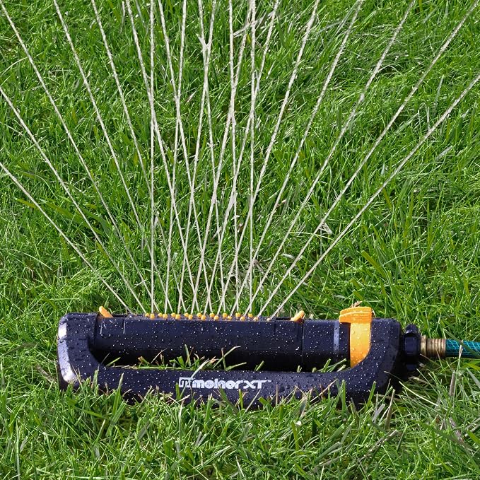 Melnor 65202AMZ CrossStream Turbo Oscillating Sprinkler, 4,000 Sq. Ft. Coverage, TwinTouch Width & Range Control, InfinityDrive™ Turbo Motor, Black, Orange