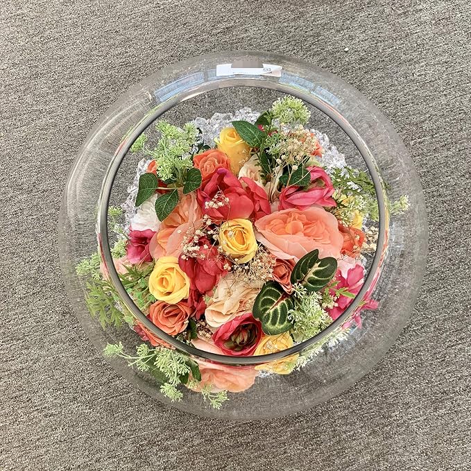 WGV Large Bowl Glass Vase, Diameter 19", Height 16", (Multiple Sizes Choices) Clear Huge Round Bubble Vase Jar, Floral Planter Terrarium for Wedding Event Home Decor, 1 Piece (VBW1916)