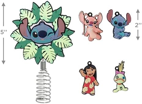 Hallmark Disney Stitch Mini Christmas Tree Topper and Ornaments, Set of 5