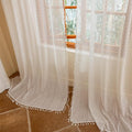 Sutuo Home White Boho Lace Curtains 96 inches Long for Living Room Dining Room, Vintage Tassels Semi Sheer Curtains Farmhouse Privacy Cream Rustic Victorian Style Rod Pocket Decor, 2 Panels 50" W