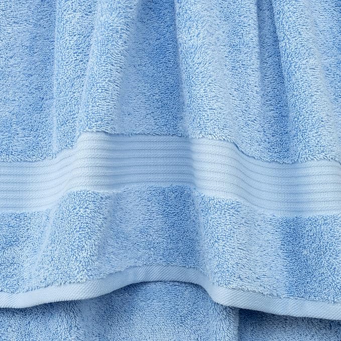 Cotton Paradise 100% Cotton Turkish Towel Set, Soft Absorbent Quick Dry, 4 Piece Hand Towel Set, Sky Blue