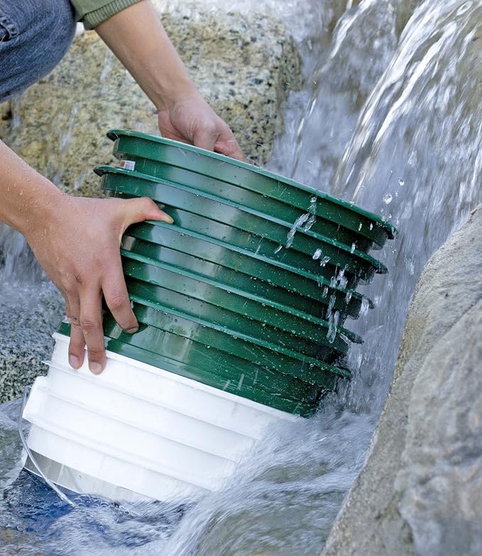 SE 9-Piece Patented 13.25-Inch Wide Stackable Sifting Pan Set for Gold Prospecting with Stainless Steel Mesh - GP2-9 SET