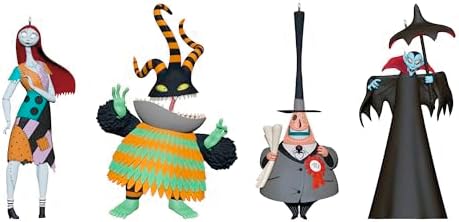 Hallmark Keepsake Halloween Ornaments 2025, Disney Tim Burton's The Nightmare Before Christmas Citizens of Halloween Town, Set of 4, Gifts for The Nightmare Before Christmas Fans