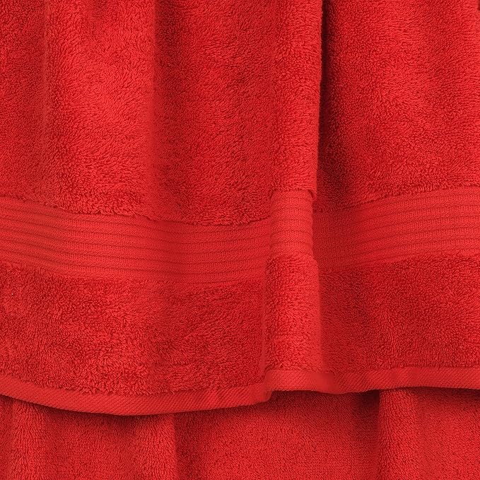 Cotton Paradise 100% Cotton Turkish Towel Set, Soft Absorbent Quick Dry, 4 Piece Hand Towel Set, Red