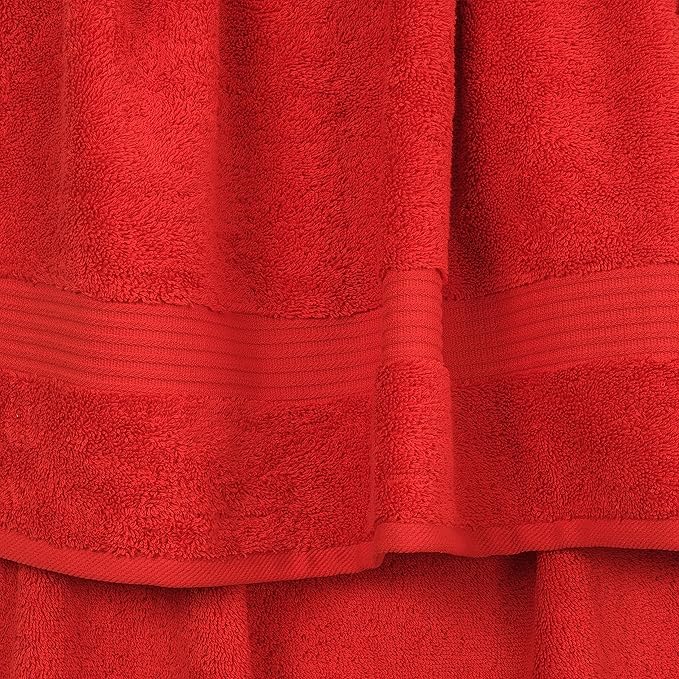 Cotton Paradise 100% Cotton Turkish Towel Set, Soft Absorbent Quick Dry, 4 Piece Bath Towel Set, Red