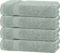 White Classic Green Bath Towels 27x54 Inch, Cotton Towel Set for Bathroom, Hotel, Gym, Spa, Soft Extra Absorbent Quick Dry 4 Pack