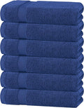 White Classic Wealuxe Navy Blue Bath Towels 24x50 Inch, Cotton Towel Set for Bathroom, Hotel, Gym, Spa, Soft Extra Absorbent Quick Dry 6 Pack