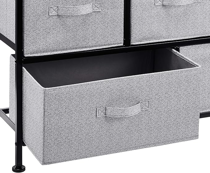 Amazon Basics Extra Wide Fabric 5-Drawer Storage Organizer Unit for Bedroom Closet, Black