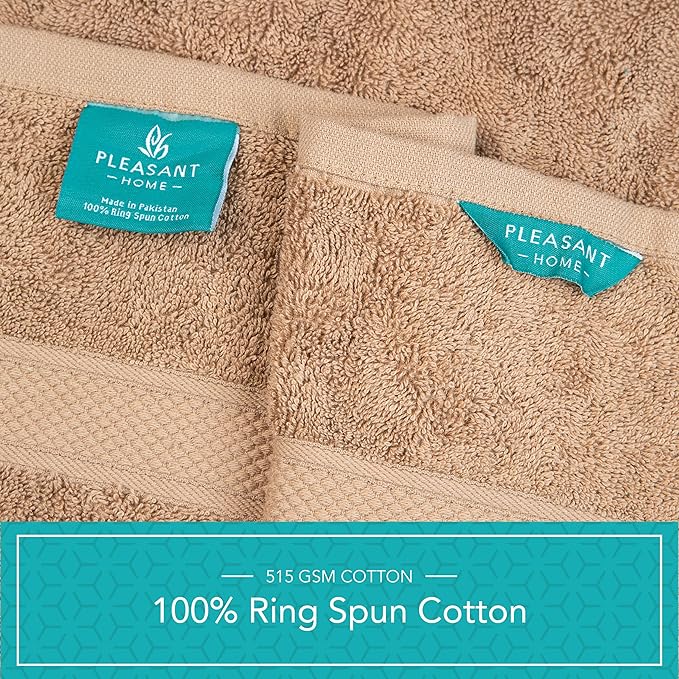 Pleasant Home Bath Towels Set of 6 (24” x 50”) 100% Cotton, 515 GSM | Lightweight, Soft & Highly Absorbent Luxury Towels for Bathroom | for Gym, Pool & Spa | 6 Pack, Mocha