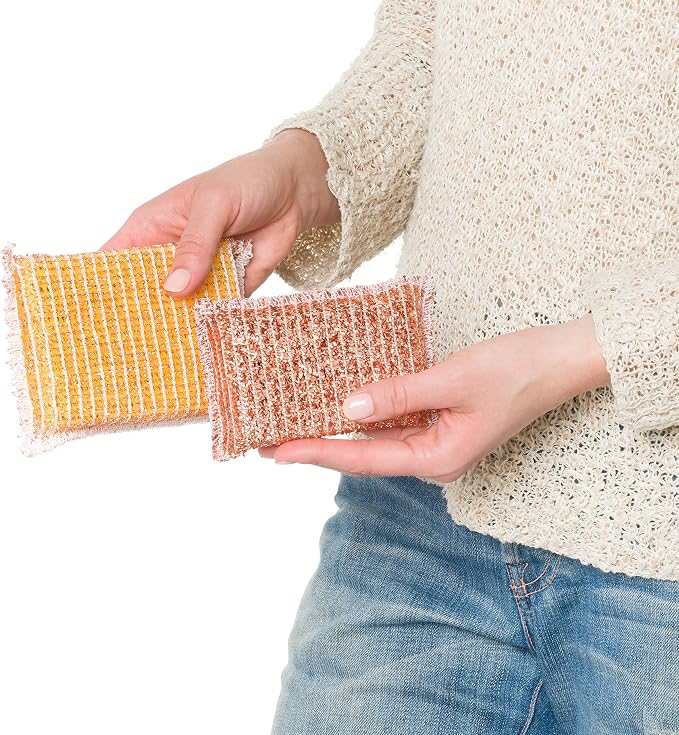 Redecker Copper Sponge Set, 2 Pack – Non-Scratch Scrubber for Pots, Pans & Sinks – Flexible Reusable Copper Cleaning Sponges, Made in Netherlands