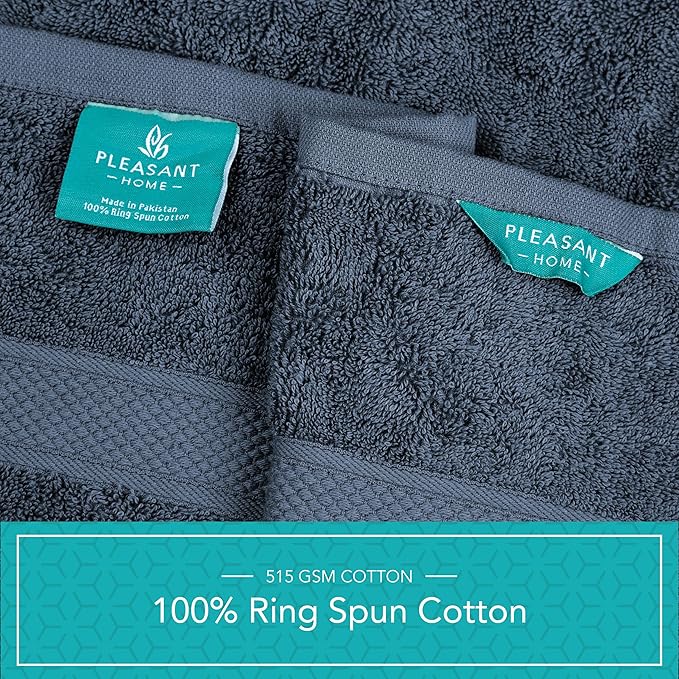 Pleasant Home Bath Towels Set of 6 (24” x 50”) 100% Cotton, 515 GSM | Lightweight, Soft & Highly Absorbent Luxury Towels for Bathroom | for Gym, Pool & Spa | 6 Pack, Navy